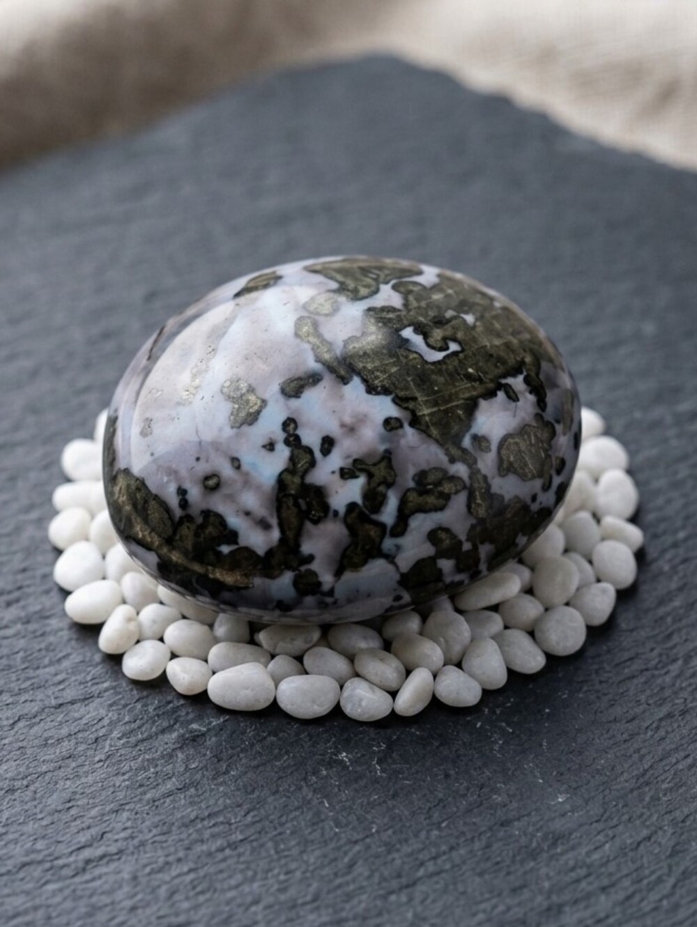 Indigo Gabbro Crystal Palm stone